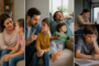 Iliustracija, vaizduojanti skirtingus vaikų auklėjimo stilius: autoritetingą, autoritarinį, nuolaidžiaujantį ir atsainų bendravimą tarp tėvų ir vaikų.