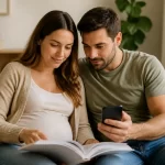 Tėvai renkasi vardą kūdikiui žiūrėdami į vardų knygą ir telefoną