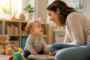 Mama bendrauja su mažu vaiku, skatindama kalbos raidą