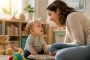Mama bendrauja su mažu vaiku, skatindama kalbos raidą