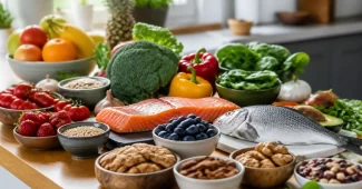 Įvairūs sveiki maisto produktai, rekomenduojami vaisingumo dietoje