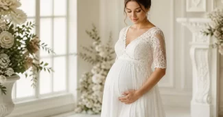 Vestuvinė suknelė nėštukei - elegantiškas modelis su aukštu liemeniu