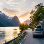 Automobiliu po Skandinaviją Automobiliu po Skandinaviją fjordų regione
