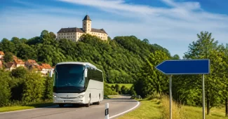 Čekija kelionė autobusu – autobusas kelyje link Prahos