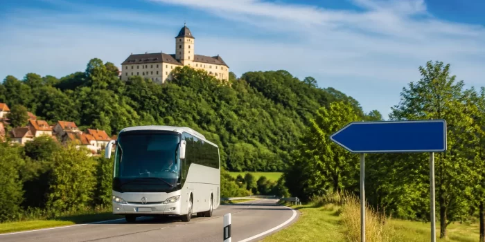 Čekija kelionė autobusu – autobusas kelyje link Prahos