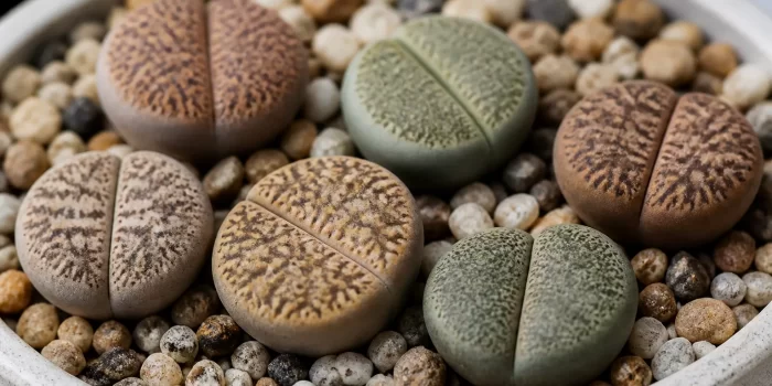 Gyvieji akmenys litopai lithops vazonėlyje