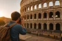 Roma kelionės fotoreportažas: Koliziejaus nuotrauka su fotografu